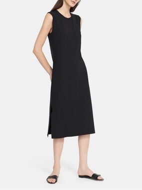 Theory Black Muscle Dress Modal Cotton MIDI Dress Sz S